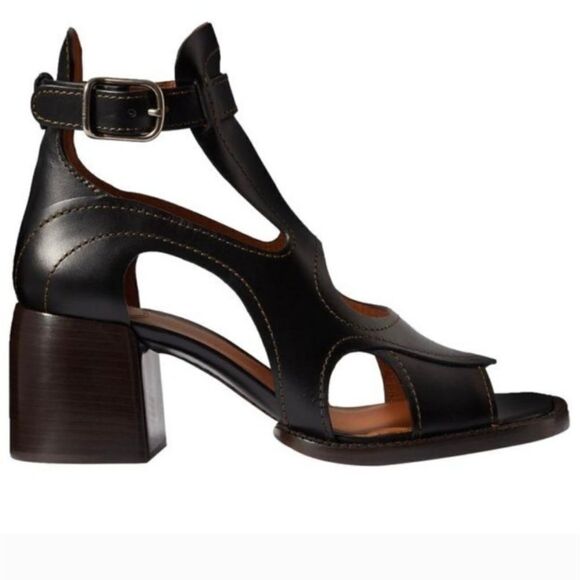 Chloé Black Gaile Leather Sandals Cut Out - Picture 2 of 12